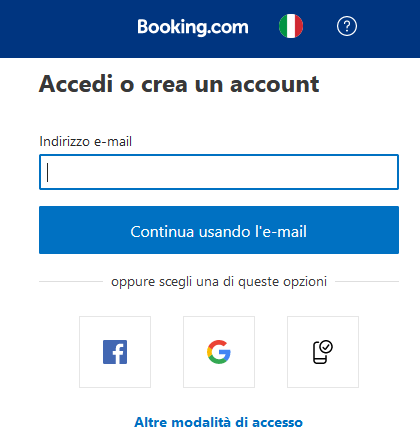 Booking login risolvere
